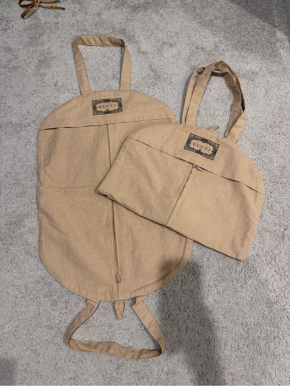 Gucci Beige Canvas Garment & Accessory Dust Bag Duo